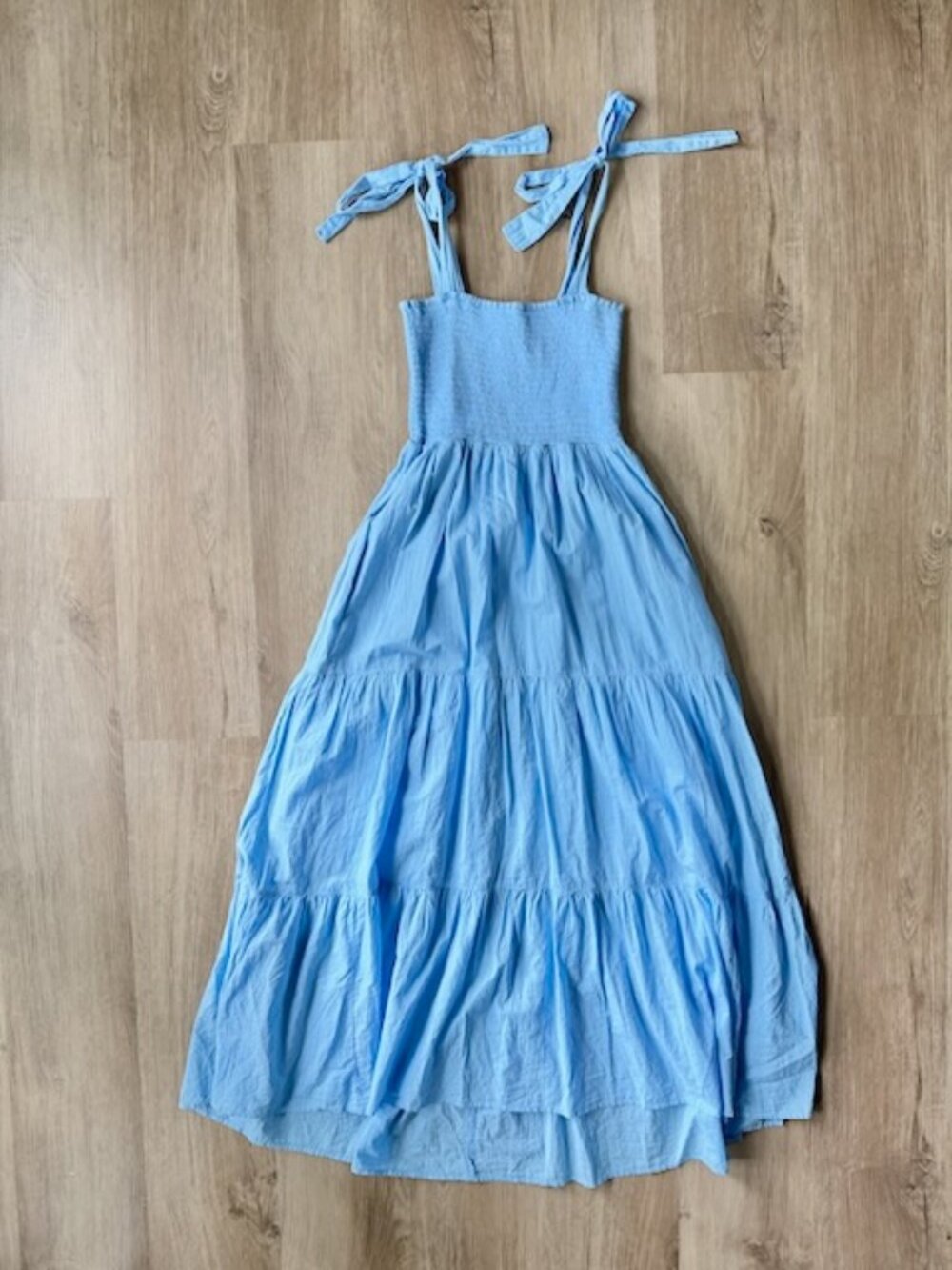Xirena Smocked Tiered Maxi Dress XS Blue